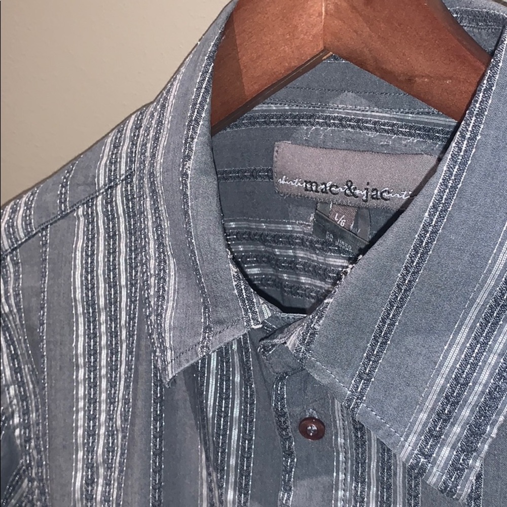 Mac & Jac Grey Two-Tone Stripe Long Sleeve Button Down Dress Shirt